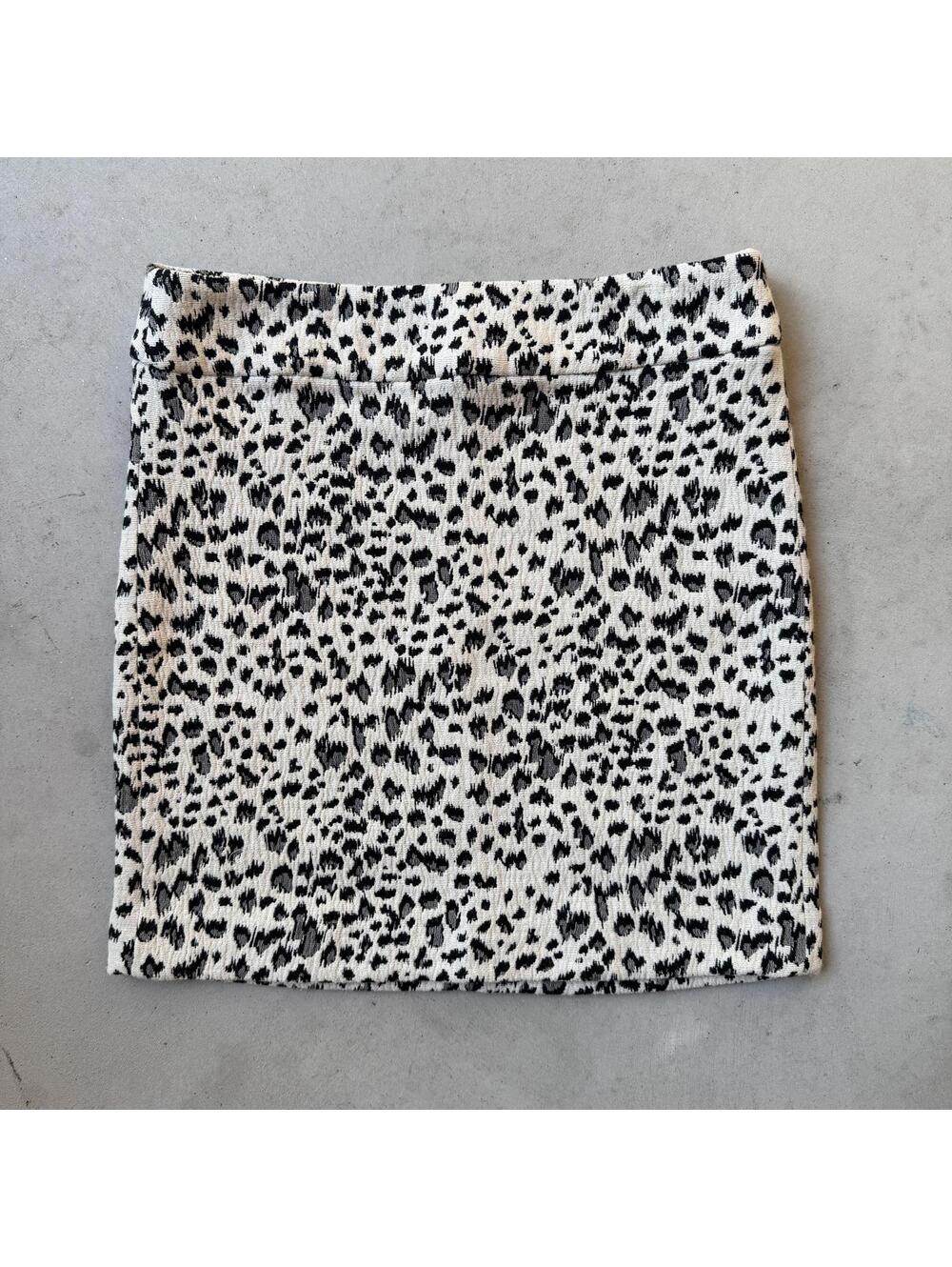 LOFT Petites Black and White Cheetah Patterned Mini Skirt